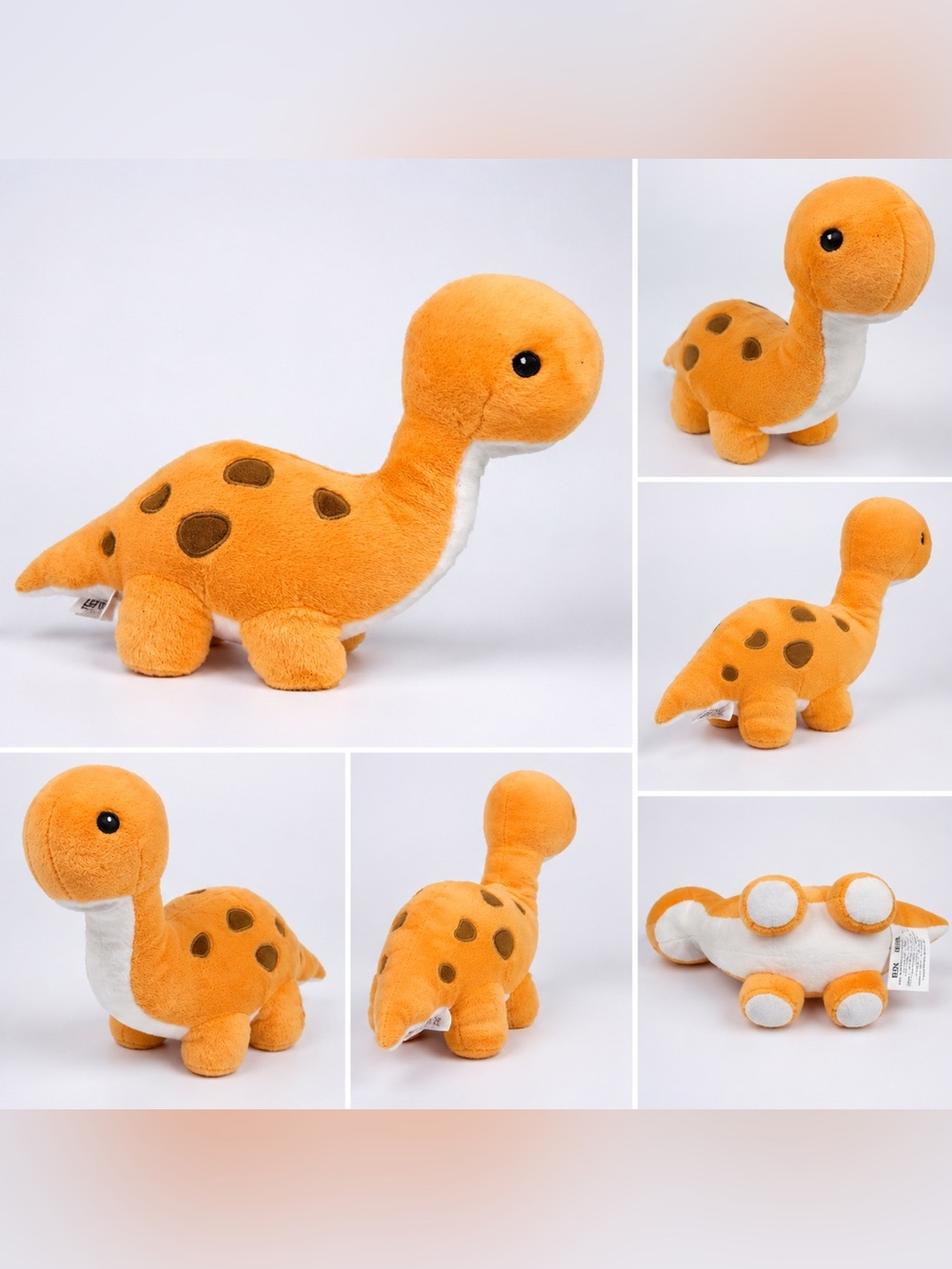 Cute Orange Dino Plush with Brown Spots